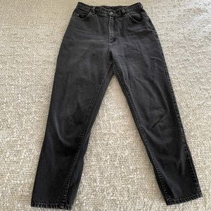 vintage washed black rider mom jeans